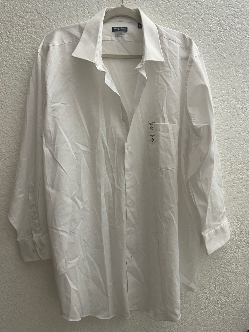 Van Heusen White Men’s Long Sleeve Dress Shirt - Spread Collar
